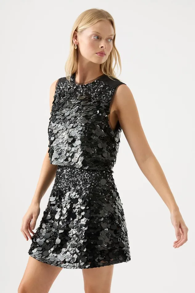 Aje Tops Celeste Sequin Shell Top Black 8211 Women Aje Tops Celeste Sequin Shell Top Black 8211 Women