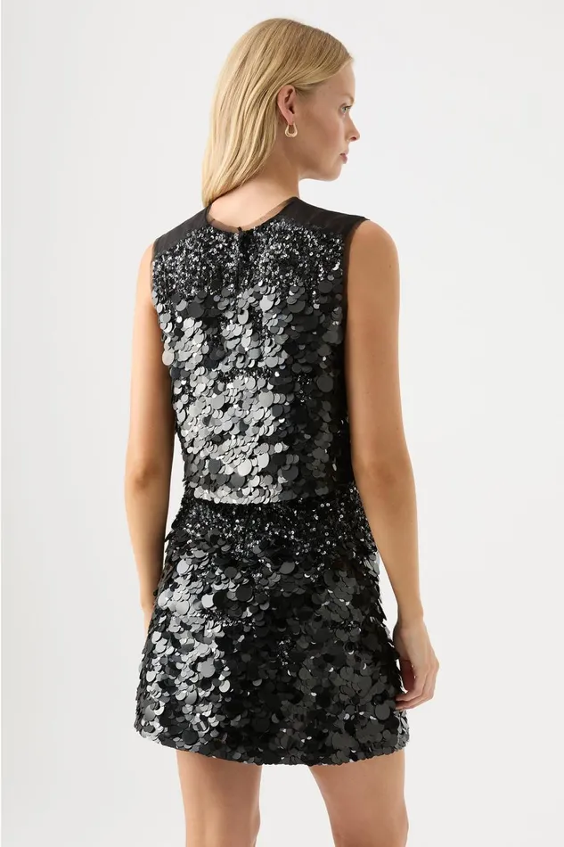 Aje Tops Celeste Sequin Shell Top Black 8211 Women Aje Tops Celeste Sequin Shell Top Black 8211 Women
