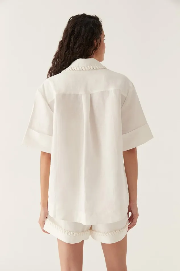 Aje Tops Constance Whipstitch Shirt Ivory 8211 Women Aje Tops Constance Whipstitch Shirt Ivory 8211 Women