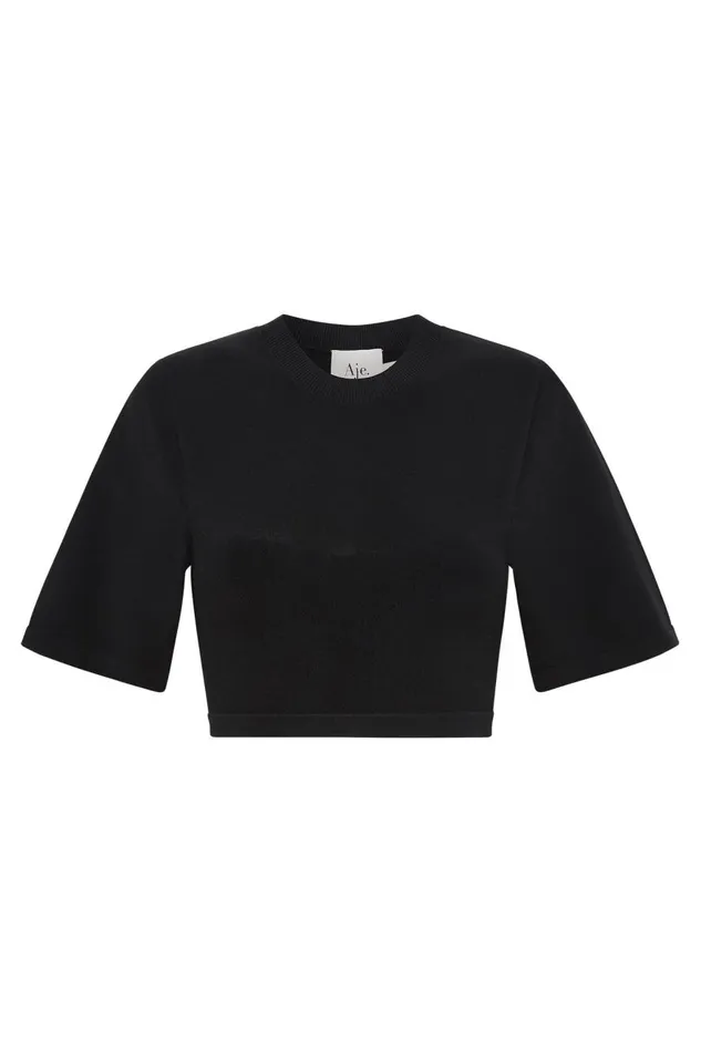 Aje Tops Edita Knitted Bustier Crop Top Black 8211 Women Aje Tops Edita Knitted Bustier Crop Top Black 8211 Women