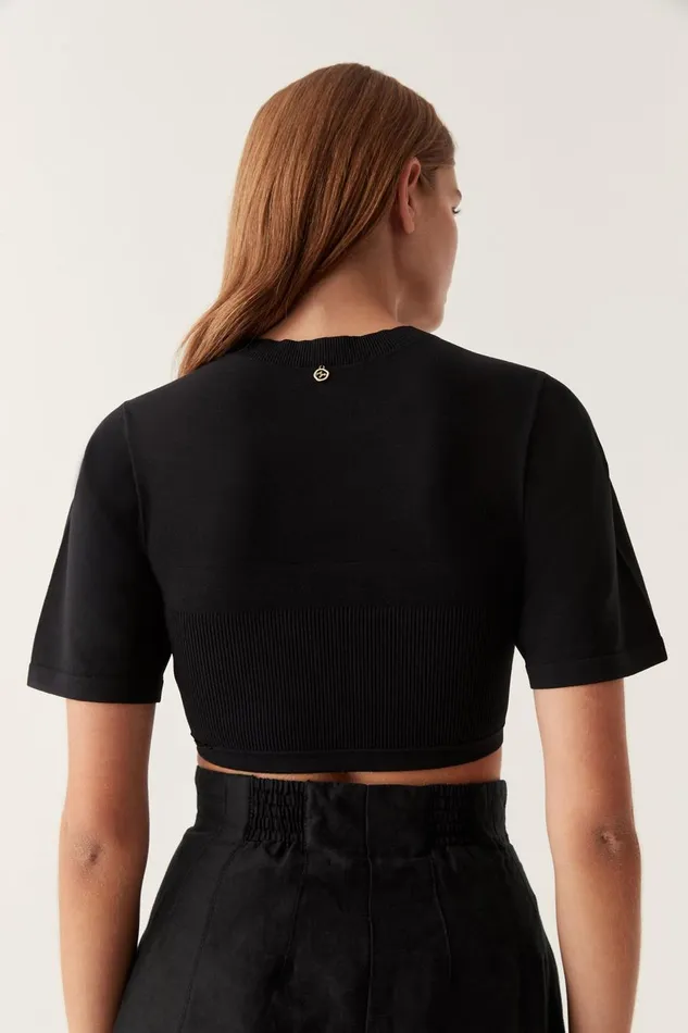 Aje Tops Edita Knitted Bustier Crop Top Black 8211 Women Aje Tops Edita Knitted Bustier Crop Top Black 8211 Women
