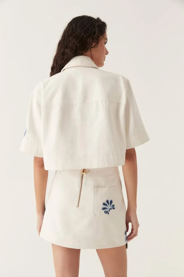 Aje Tops Esprit Embroidered Crop Top Ivoryblue 8211 Women Aje Tops Esprit Embroidered Crop Top Ivoryblue 8211 Women