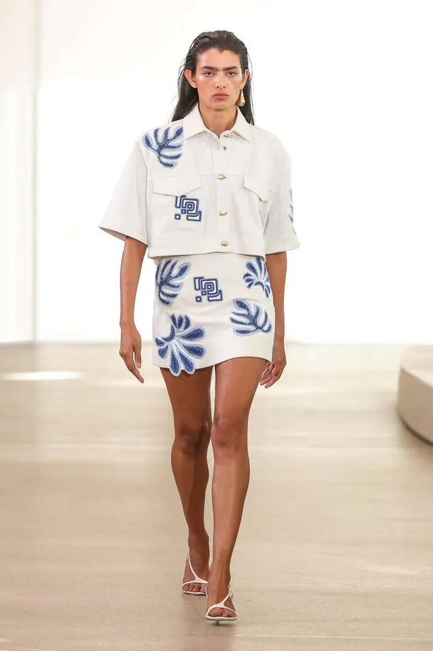 Aje Tops Esprit Embroidered Crop Top Ivoryblue 8211 Women Aje Tops Esprit Embroidered Crop Top Ivoryblue 8211 Women