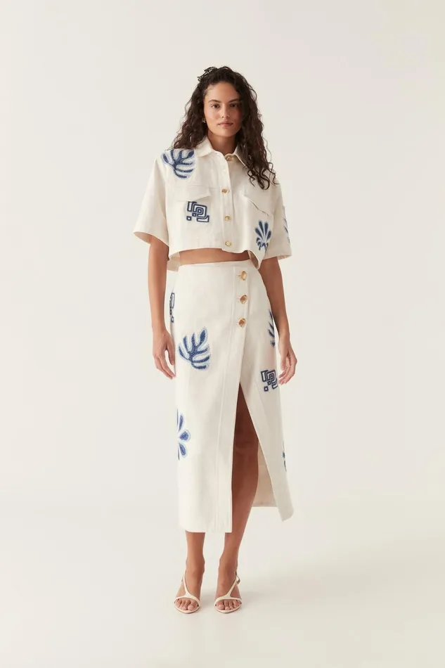 Aje Tops Esprit Embroidered Crop Top Ivoryblue 8211 Women Aje Tops Esprit Embroidered Crop Top Ivoryblue 8211 Women
