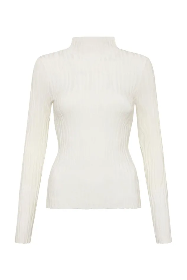 Aje Tops Evie Textured Knit Top Ivory 8211 Women