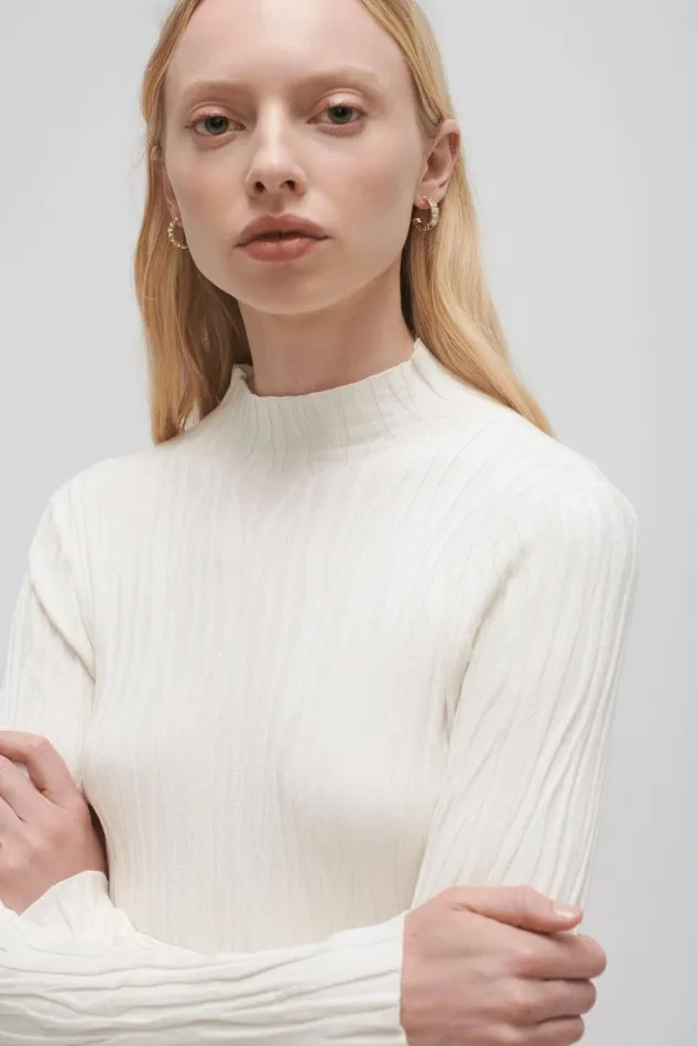 Aje Tops Evie Textured Knit Top Ivory 8211 Women