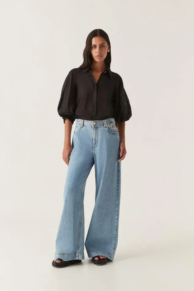 Aje Tops Palms Puff Sleeve Shirt Black 8211 Women Aje Tops Palms Puff Sleeve Shirt Black 8211 Women