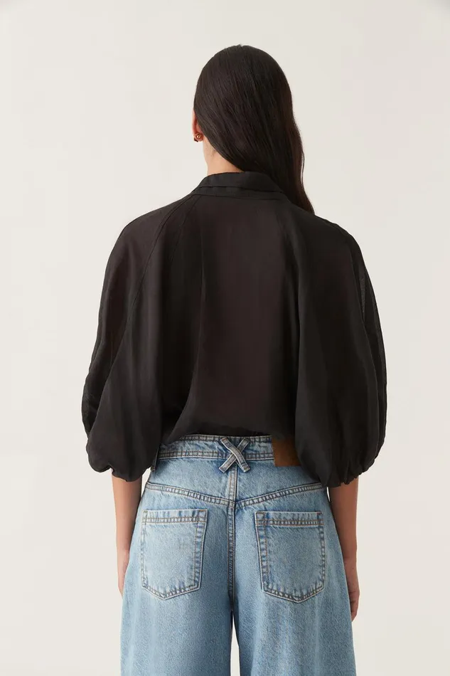 Aje Tops Palms Puff Sleeve Shirt Black 8211 Women Aje Tops Palms Puff Sleeve Shirt Black 8211 Women