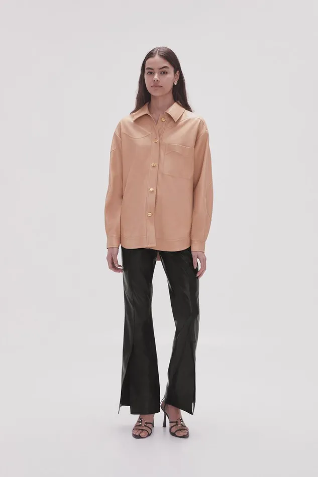 Aje Tops Priscilla Scalloped Shacket Sand Beige 8211 Women Aje Tops Priscilla Scalloped Shacket Sand Beige 8211 Women