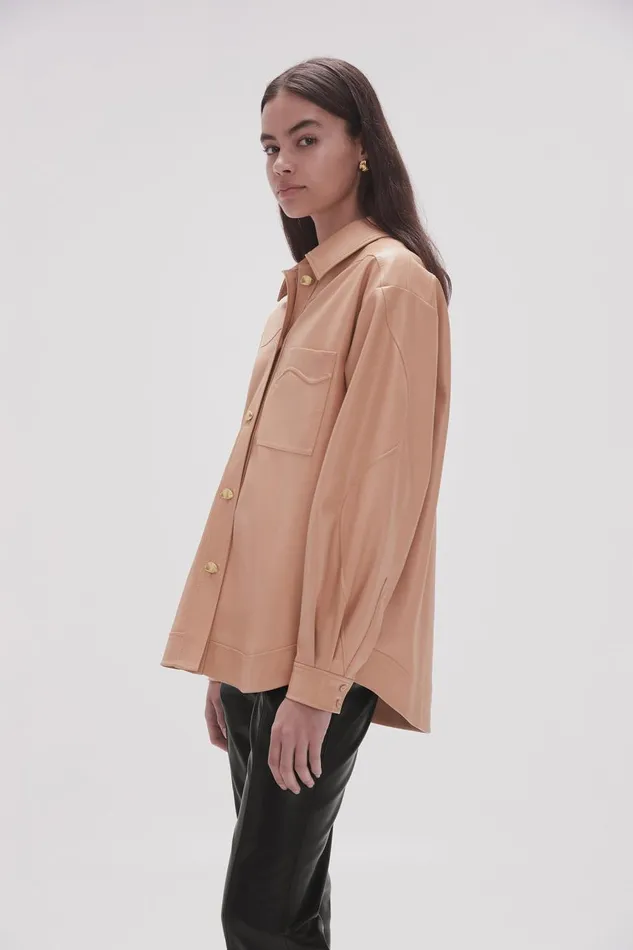 Aje Tops Priscilla Scalloped Shacket Sand Beige 8211 Women Aje Tops Priscilla Scalloped Shacket Sand Beige 8211 Women