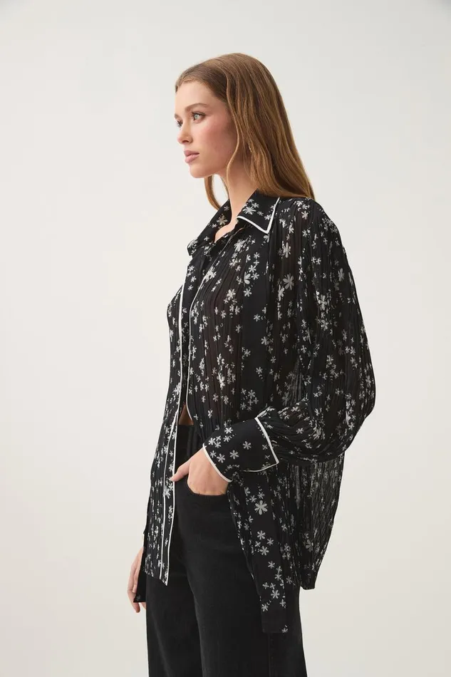 Aje Tops Sabine Shirt Nightfall Daisies 8211 Women