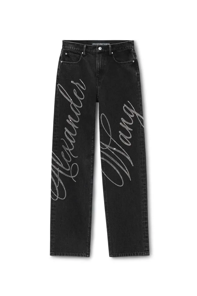 Alexander Wang Denim Women Ez Mid Rise Jeans In Crystal Hotfix Logo