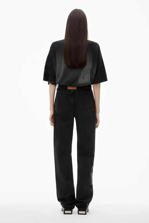 Alexander Wang Denim Women Ez Mid Rise Jeans In Crystal Hotfix Logo