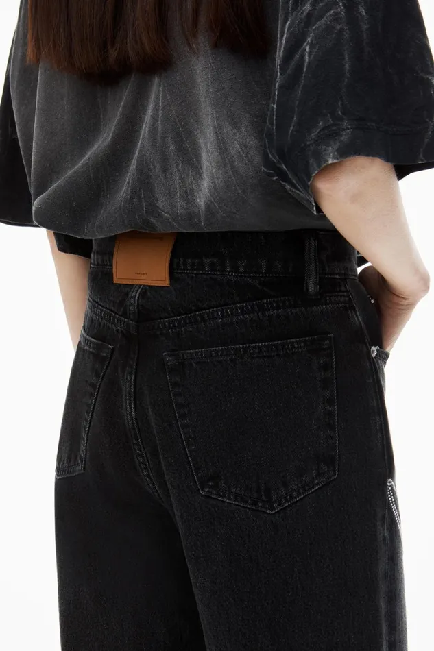 Alexander Wang Denim Women Ez Mid Rise Jeans In Crystal Hotfix Logo