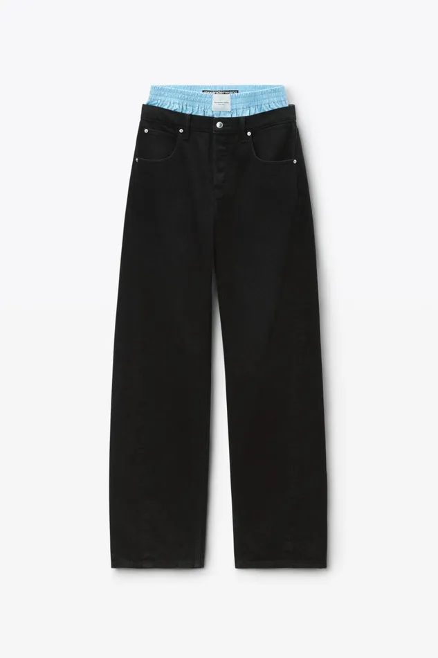 Alexander Wang Denim Women HighWaist Cotton Balloon Jeans With PreStyled Boxer