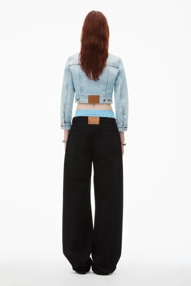 Alexander Wang Denim Women HighWaist Cotton Balloon Jeans With PreStyled Boxer