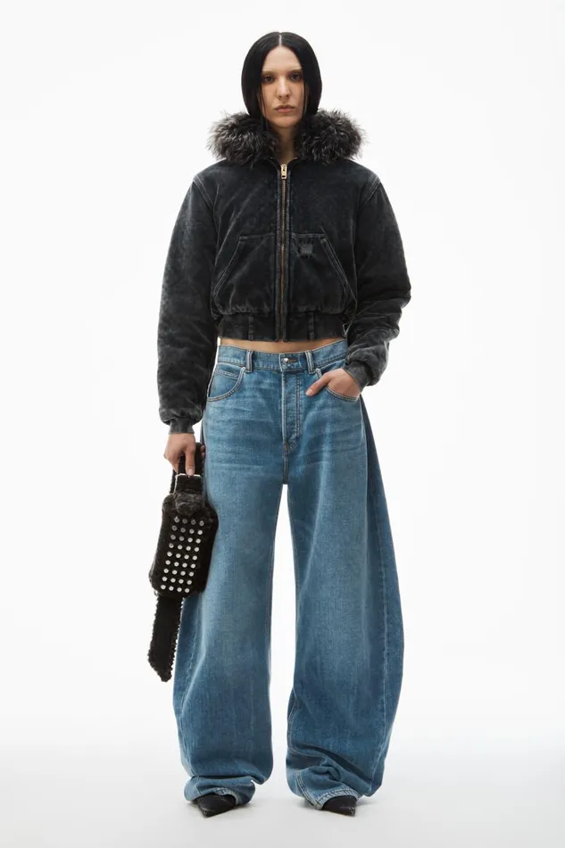 Alexander Wang Denim Women LowRise Rounded Oversized Jeans In Brushed Denim