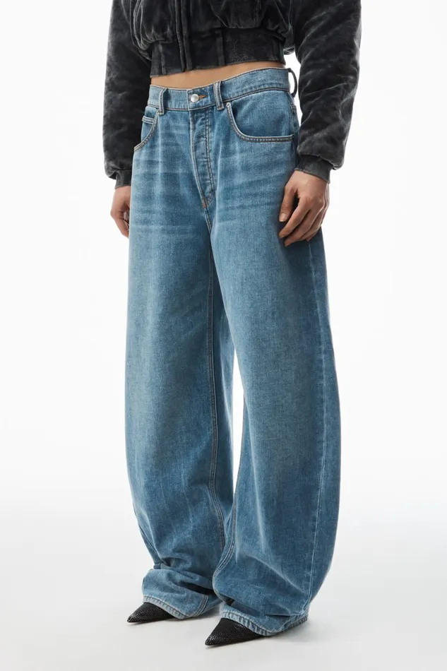 Alexander Wang Denim Women LowRise Rounded Oversized Jeans In Brushed Denim