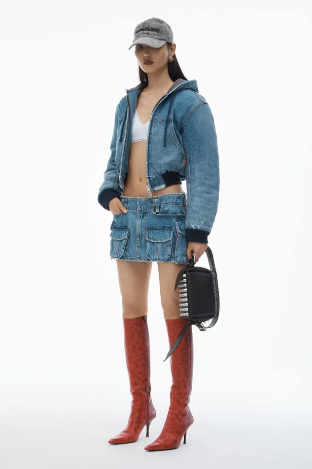 Alexander Wang Denim Women MidRise Cargo Pocket Miniskirt