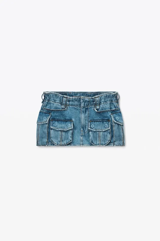 Alexander Wang Denim Women MidRise Cargo Pocket Miniskirt