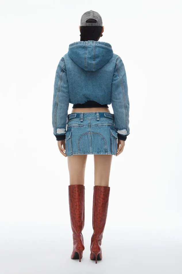 Alexander Wang Denim Women MidRise Cargo Pocket Miniskirt