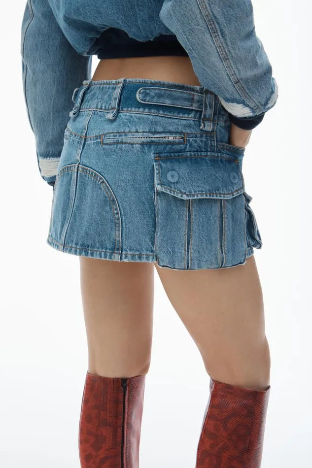 Alexander Wang Denim Women MidRise Cargo Pocket Miniskirt