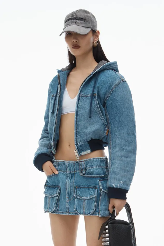Alexander Wang Denim Women MidRise Cargo Pocket Miniskirt
