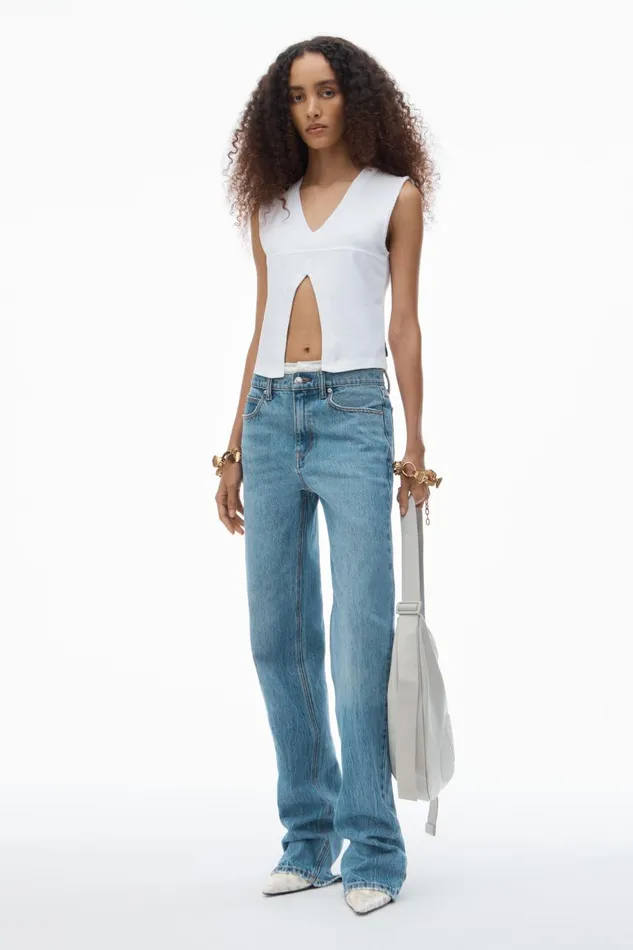 Alexander Wang Denim Women PreStyled Denim Jeans With Pointelle Waistband