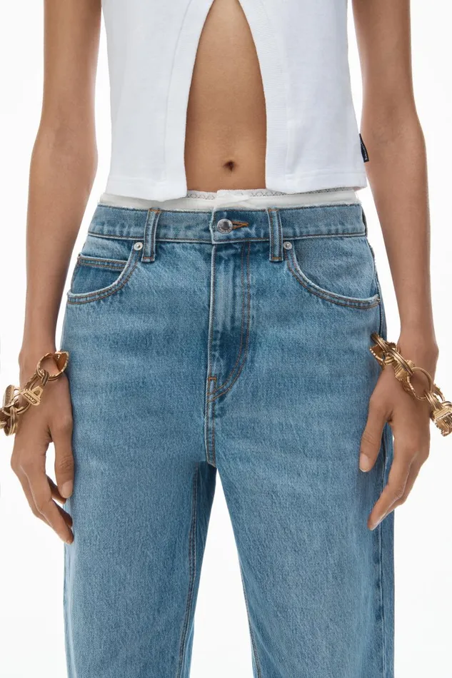 Alexander Wang Denim Women PreStyled Denim Jeans With Pointelle Waistband