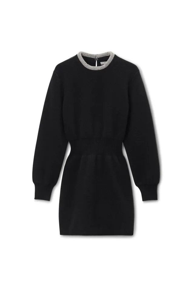 Alexander Wang Dresses Women Long Sleeve Dress In Wool Blend With Crystal Hotfix Trim