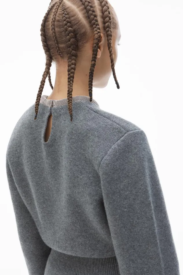Alexander Wang Dresses Women Long Sleeve Dress In Wool Blend With Crystal Hotfix Trim