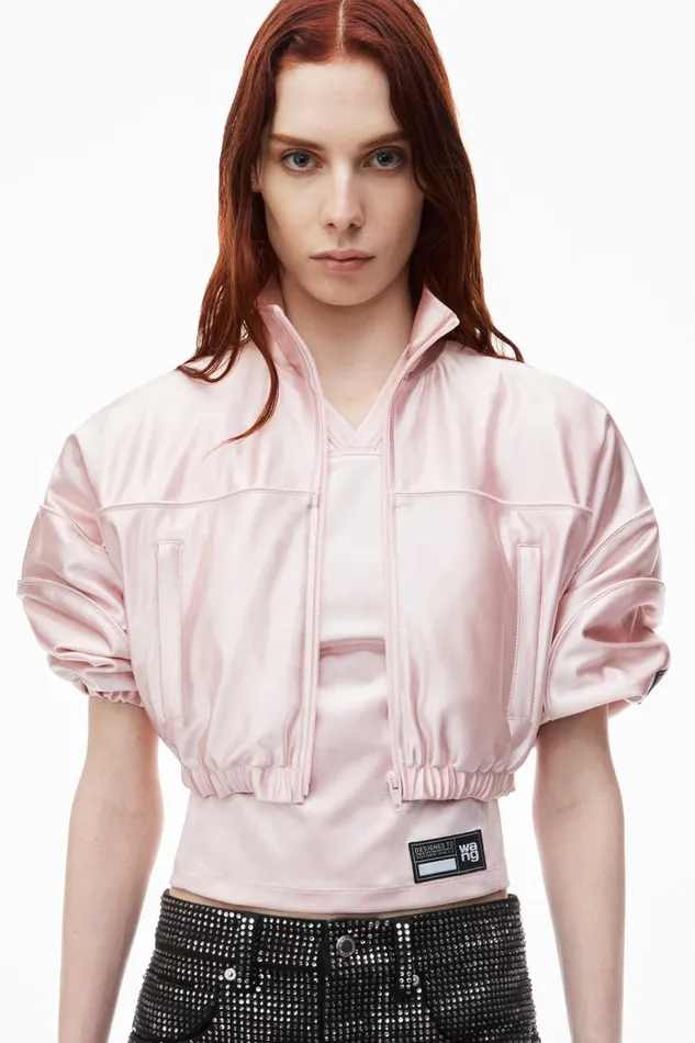 Alexander Wang Jackets Women Cropped Track Jacket With Piping