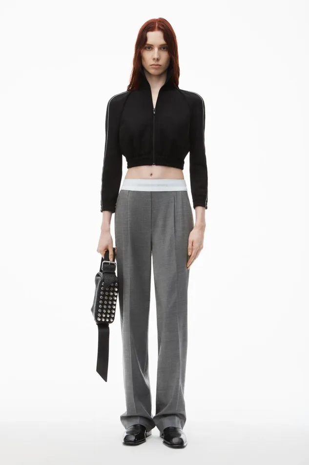 Alexander Wang Pants Women HighWaist Pleated Pant With Logo Elastic