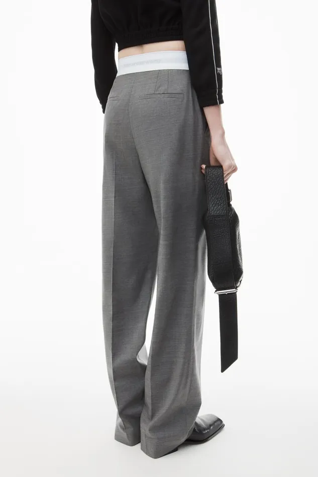 Alexander Wang Pants Women HighWaist Pleated Pant With Logo Elastic
