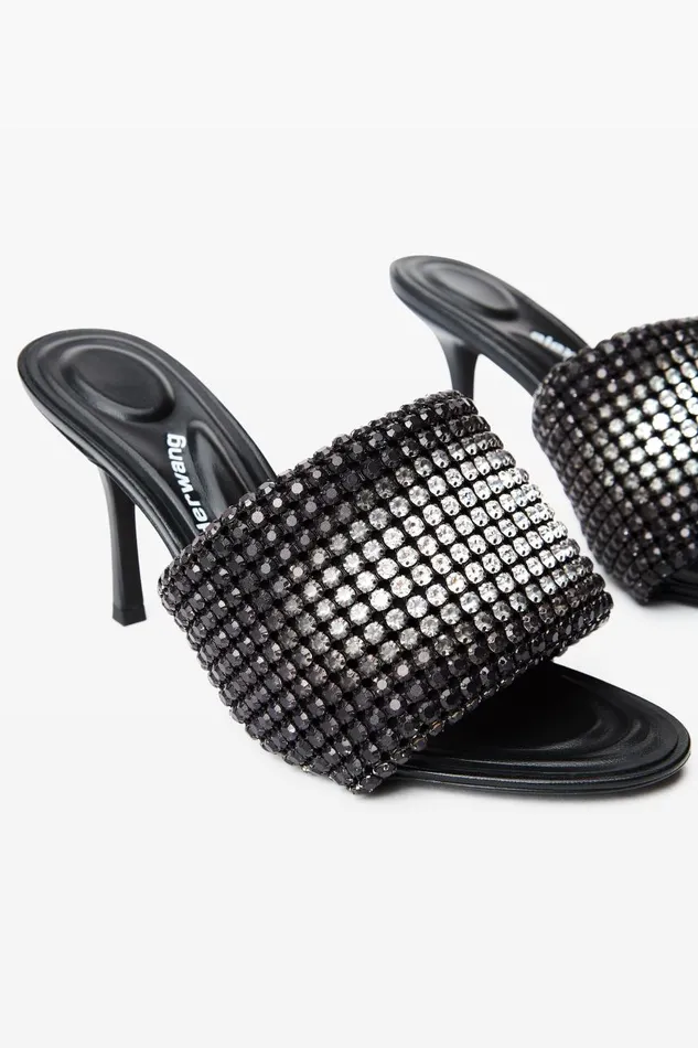 Alexander Wang Shoes Women Heiress 85mm Mule Sandal In Crystal Mesh