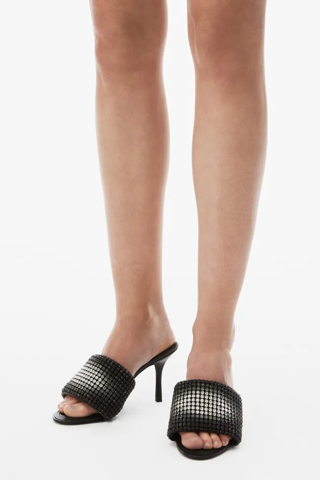 Alexander Wang Shoes Women Heiress 85mm Mule Sandal In Crystal Mesh