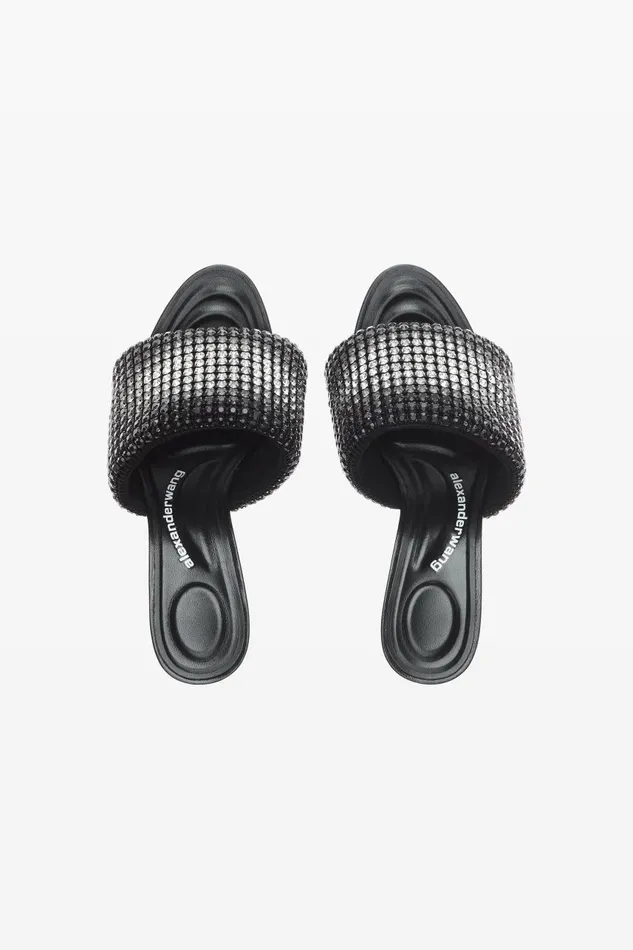 Alexander Wang Shoes Women Heiress 85mm Mule Sandal In Crystal Mesh