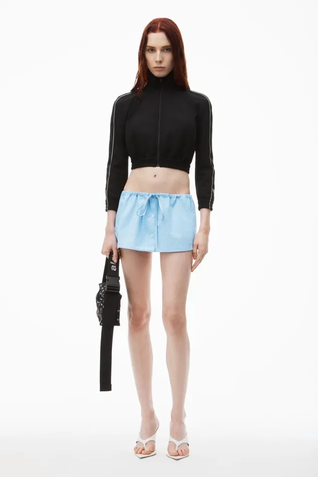 Alexander Wang Shorts Women Drawstring Skort In Cotton and Crystal Hotfix Poplin
