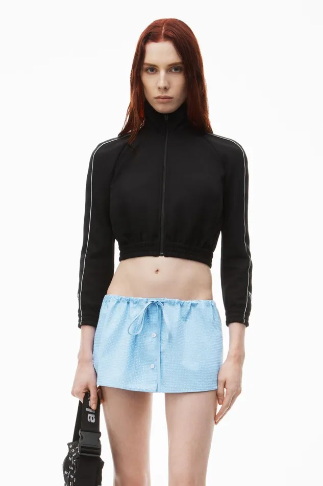 Alexander Wang Shorts Women Drawstring Skort In Cotton and Crystal Hotfix Poplin