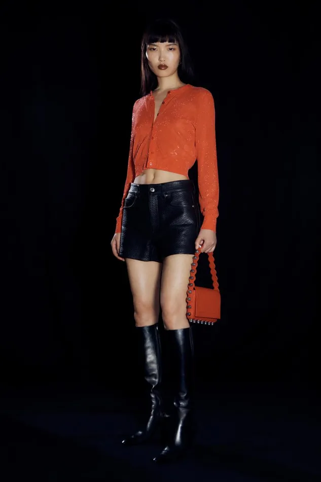 Alexander Wang Sweaters Women Cropped Cardigan In Clear Bead Hotfix