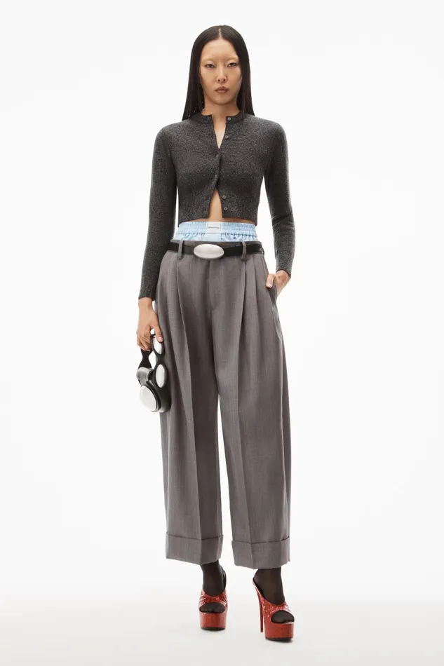 Alexander Wang Sweaters Women Crystal Hotfix Shrunken Cardigan In Wool