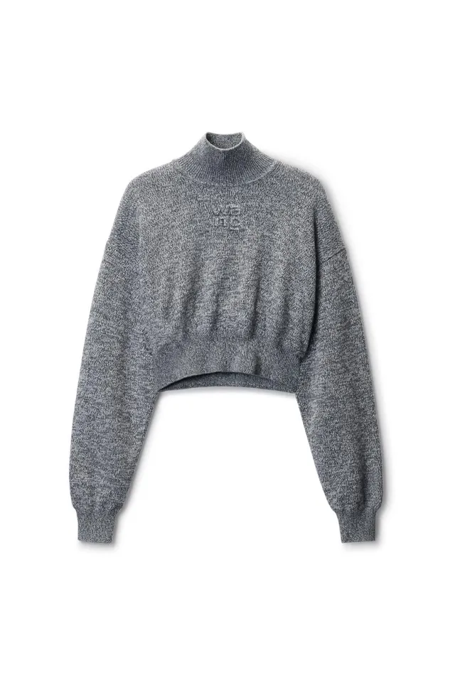 Alexander Wang Sweaters Women LogoEmbossed Cropped Sweater