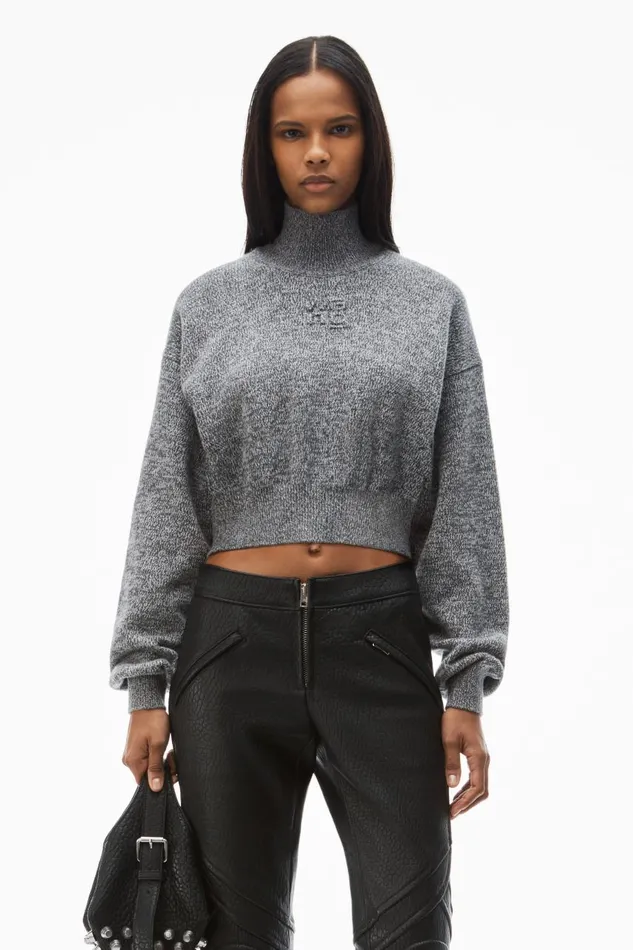Alexander Wang Sweaters Women LogoEmbossed Cropped Sweater