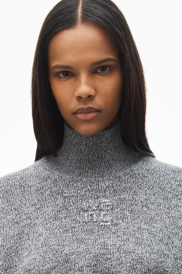 Alexander Wang Sweaters Women LogoEmbossed Cropped Sweater