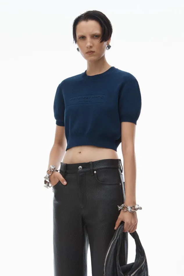 Alexander Wang Sweaters Women LogoEmbossed Tee In RibKnit
