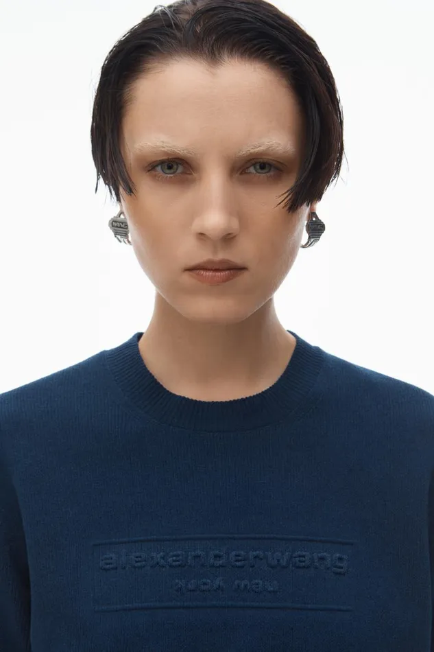 Alexander Wang Sweaters Women LogoEmbossed Tee In RibKnit