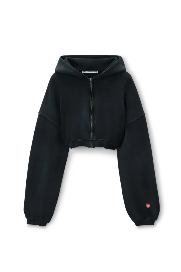 Alexander Wang Sweatshirts Women Cropped Zip Up Hoodie In Classic Terry