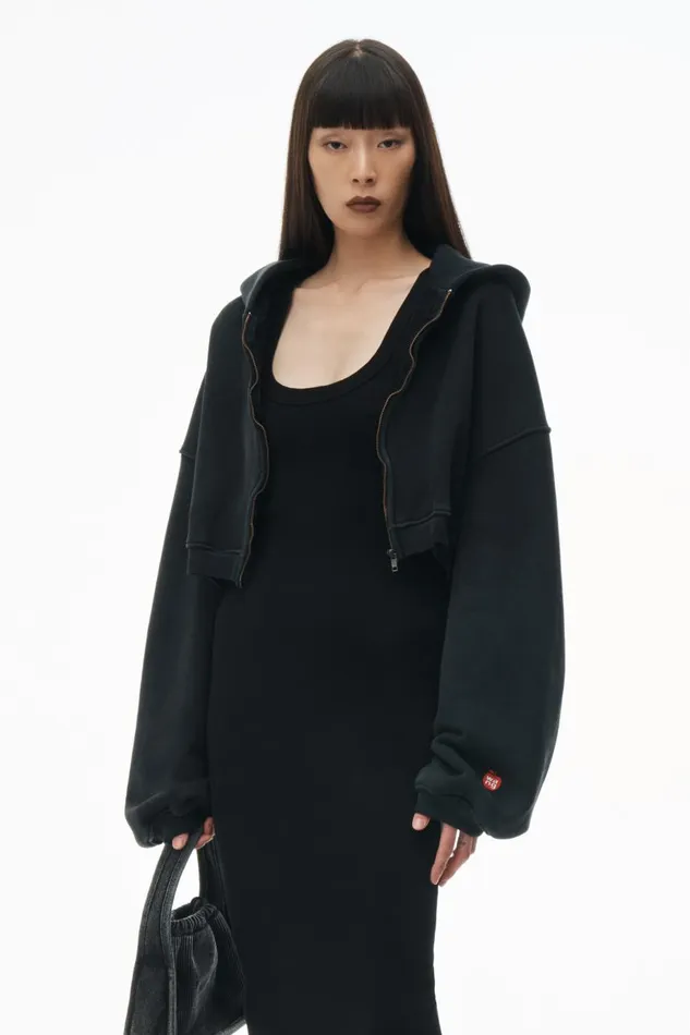 Alexander Wang Sweatshirts Women Cropped Zip Up Hoodie In Classic Terry