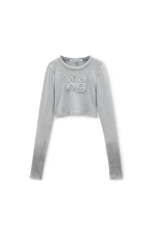 Alexander Wang TShirts Women Distressed Logo Longsleeve Tee