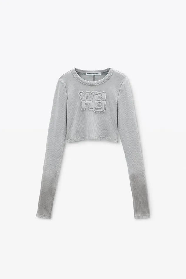 Alexander Wang TShirts Women Distressed Logo Longsleeve Tee